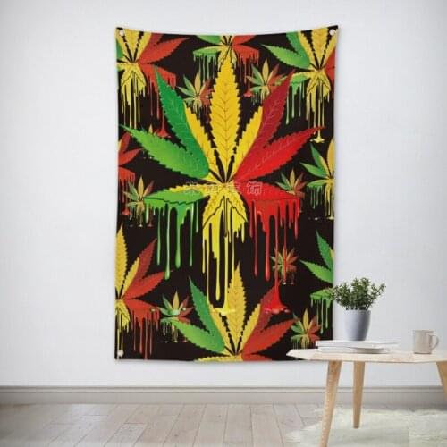 Hemp Leaves Reggae Music Band Banners Canvas painting Flags Tapestry Cloth Art Bar Cafe Hotel Theme Background Wall Decoration