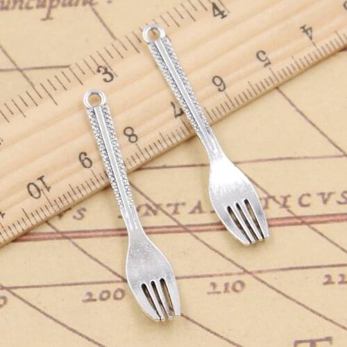 10pcs Charms Western Food Fork 48x9mm Tibetan Silver Color Pendants Antique Jewelry Making DIY Handmade Craft