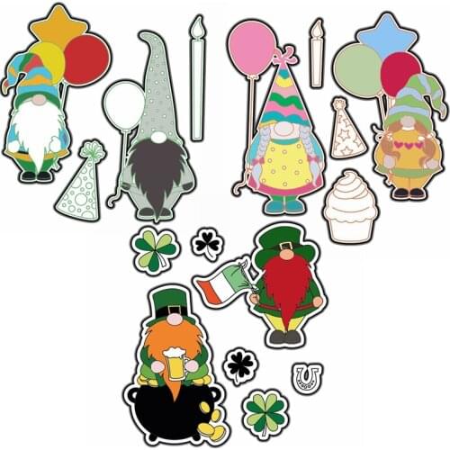 Happy Gnomies Celebrating Birthday Share Luck Shamrocks Stamps and Dies 2020 for Diy Scrapbooking Card Making