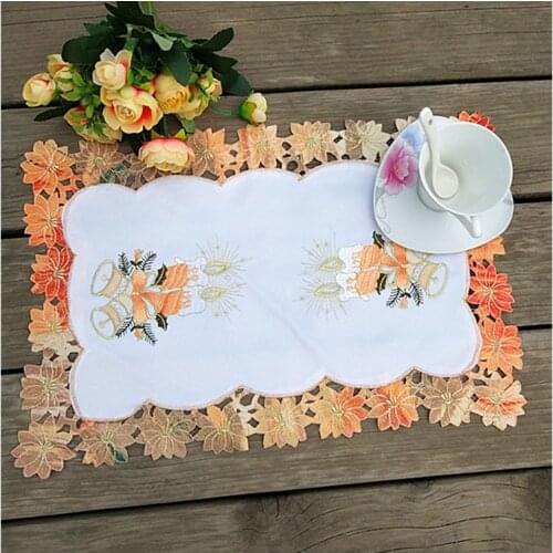 Modern lace embroidery table place mat cloth placemat Cup mug glass tea coffee coaster dining doily drink pad Christmas kitchen