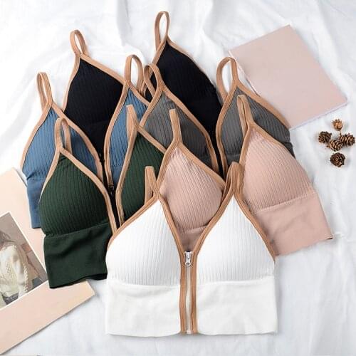 Summer Sexy Zipper Crop Tops Brassiere Women Camisole Lingerie Sleeveless Female Tank Top Sport Bra Slim Bralette Tube Top Women