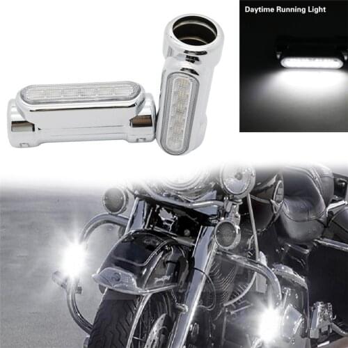 Universal Motorcycle Highway Switchback Driving Light Crash Bars White Amber LED Black Chrome For Crash Bar For Motor Touring 2X