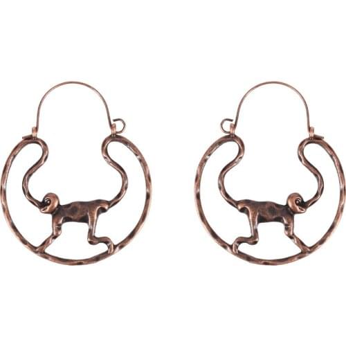 HC Specially Design Round Geometric Drop Earrings for Women Bohemian Jewelry Trendy Alloy Monkey Drop Dangle Earrings kolczyki F