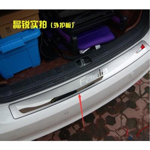 High quality stainless steel Rear bumper Protector Sill For Skoda Fabia 2015