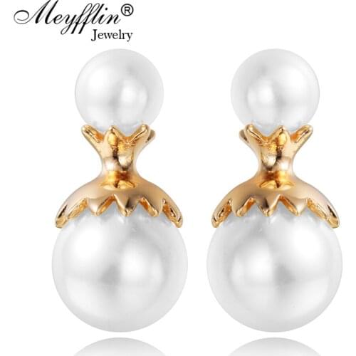 Meyfflin Simulated Pearl Stud Earrings Women 2020 New Fashion Gold Color Ball Statement Earring Female Elegant Wedding Jewelry