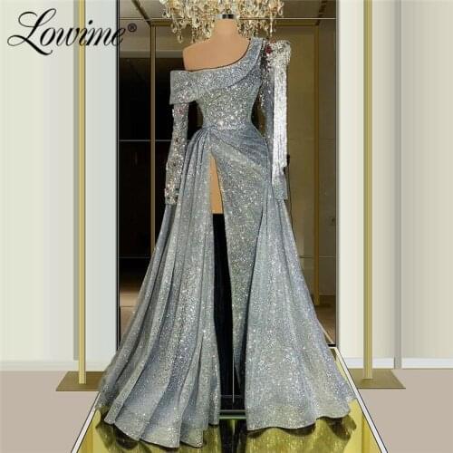 Lowime Beaded Tassel Evening Dresses Crystals Celebrity Gown 2021 Dubai Kaftans Arabic Prom Party Dresses Robes De Soirée Custom