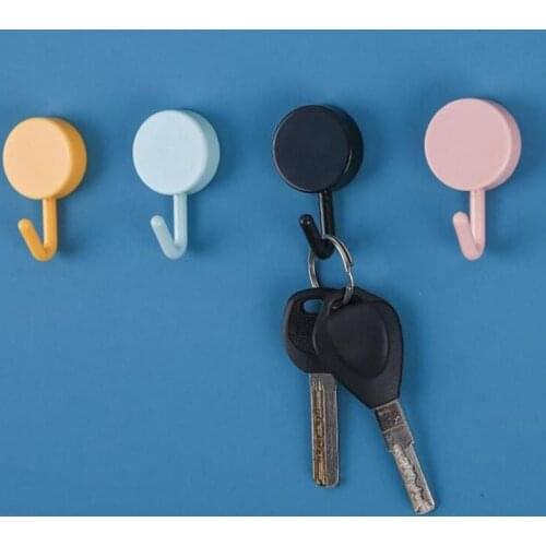 1/4/8pcs Self Adhesive Hooks Organizer Wall Keys Plastic Random Door Hanger Bathroom Kitchen Home Decor Key Holder Adhesive Hook