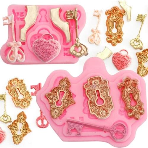1pcs key pink fondant silicone mold baking silicone mold kitchen 3D chocolate silicone mold