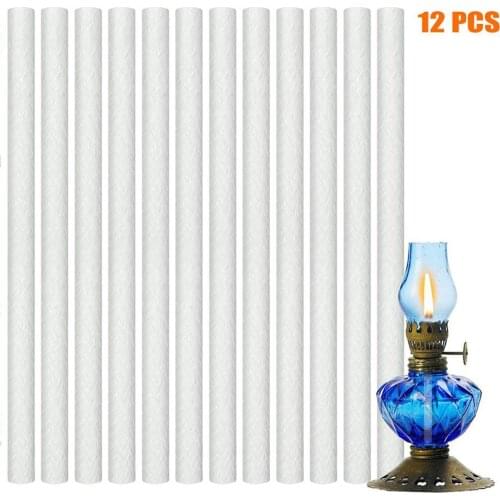 12pcs Round Fiberglass Replacement Wicks, Oil Lamps Wicks, Candle Wine Bottles Wicks for Outdoor Tiki Torches, 10 Inches