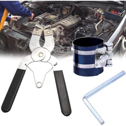 3" Piston Ring Compressor 53-175mm Engine Ratchet Type Clamp Band Installer With Quick Release 15C For 1/4" Drive Key Car Garage