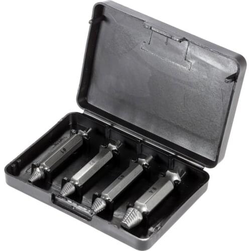 Speed Out 4pc Double Side Damaged Screw Extractor Drill Bit Guide Removal Broken Bolt Stud Easy Out Set Works With Any Drill