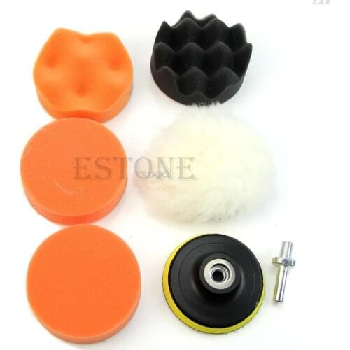 7 Pcs 3 inch Buffing Pad Auto Car Polishing Wheel Kit Buffer + M14 Drill Adapter M04 dropship