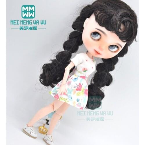Blyth doll clothes accessories fashion Wool cardigan, T-shirt, miniskirt, shoes for 28-30cm Azone ob24 ob27 doll