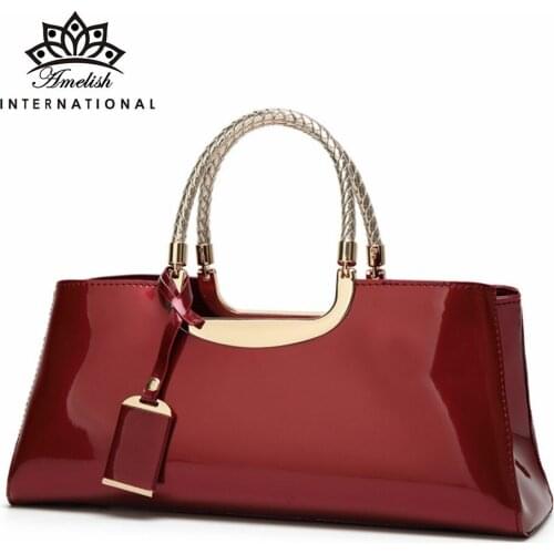 AMELISH 2021 Shoulder Bags for Women High Quality Patent Leather Hand Bag Ladies Travel Tote Handbags Sac A Main Bolsa Feminina