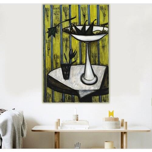 Bernard Buffet《Still Life With Fruit Bowl, 1954》Canvas Art Oil Painting Picture Wall Hanging Decor Home Living Room Decoration