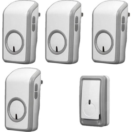 US/Eugo digital signal bell w/ 1 emitter+4 receivers wireless doorbell Waterproof 380 Meter door chime 48 melodies door ring