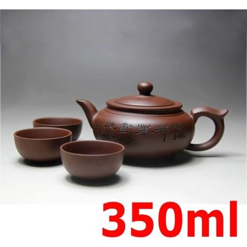 Yixing Tea Pot Cup Set Purple Clay Teapots 350ml Zisha Kung Fu Ceremon Ceramic Teapot Handmade Porcelain Gift BONUS 3 CUPS 50ml