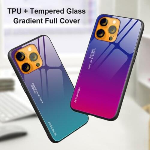 Tempered Glass Gradient Full Cover for iPhone 13 Mini Mobile Phone Shell TPU Tempered Glass Anti-fall Mobile Phone Case