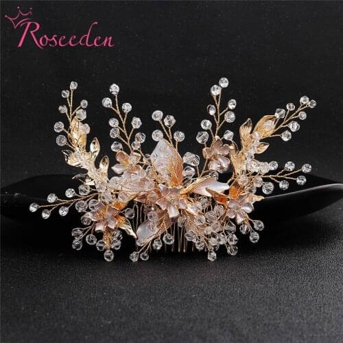 Handmade Gold Silver Color Bride Hair Comb Crystal Wedding Hair Accessories Princess Girl Headdress Comb Hair Clip RE3708