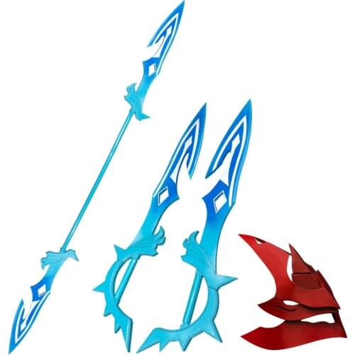 Game Genshin Impact Tartaglia Cosplay Prop Sword Spear 2 Forms Ajax Cosplay Weapon Party Halloween Cosplay Accessories Headwear