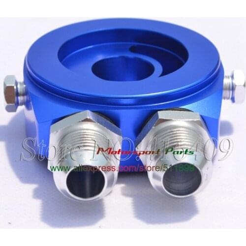 10AN CNC Blue Oil Cooler Kit Single Adapter Sandwich Plate Oil Adaptor