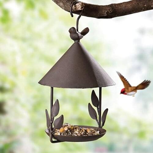 Old Wrought Iron Bird House Bird Feeders Metal Old Iron Bird House Hanging Small Wild Bird Feeder