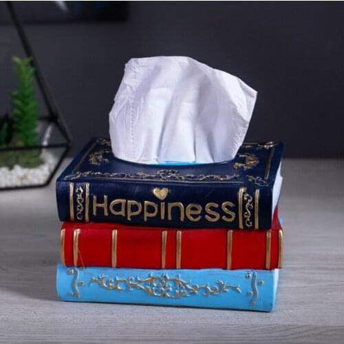 Creative Retro Tissue Box Resin Napkin Storage Container Rectangle Book Paper Towel Holder Desktop Decoration Home Bar Office