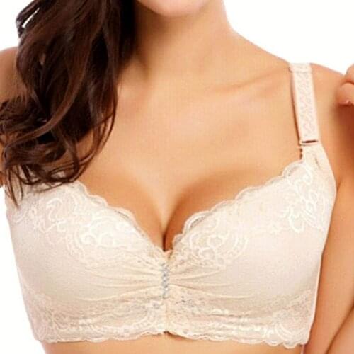 Large Bosom Big Cup Lace Bra For Women Underwire Push Up Bras Bralette Sexy Womens Underwear Embroidery Floral Brassiere Bh Top