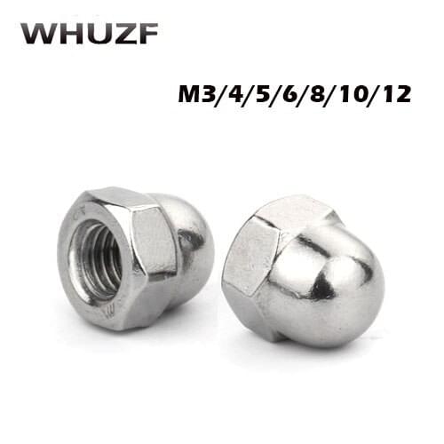 M10/M12/M14/M16/M20 DIN1587 Acorn Nuts Hex Head Cap Nuts 304 Stainless Steel Round Head Bolted Cover Acorn Dome Nut