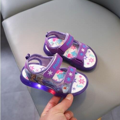 Fashion Beautiful Girls Shoes Disney Frozen Noble Children Sneakers With Light Elegant Luxury High Quality Kids Sandals Toddlers