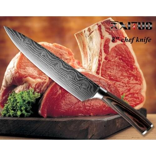 XITUO kitchen knife set chef cutter cooking tool Japanese style High Carbon Stainless Steel Sanding Laser Pattern Vegetable San