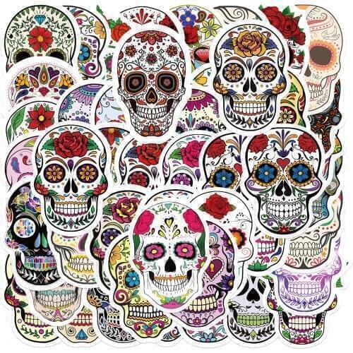 25/50PCS Skull Stickers For Laptop Motorcycle Styling Luggage Suitcase Decals DIY Terror Scary Skull Graffiti Sticker