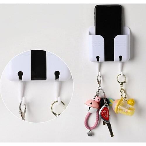 Wall Mounted Organizer Storage Box Remote Control Mounted Mobile Phone Plug Wall Holder Charging Multifunction Holder Stand