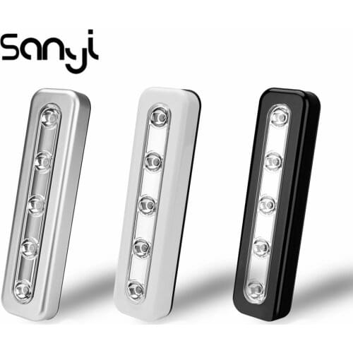 5 LED Night Light Energy Efficient Night Lamp with Self-adhesive Sticky Tapes Portable LED Bedroom Lamp for Cabinet/Drawer