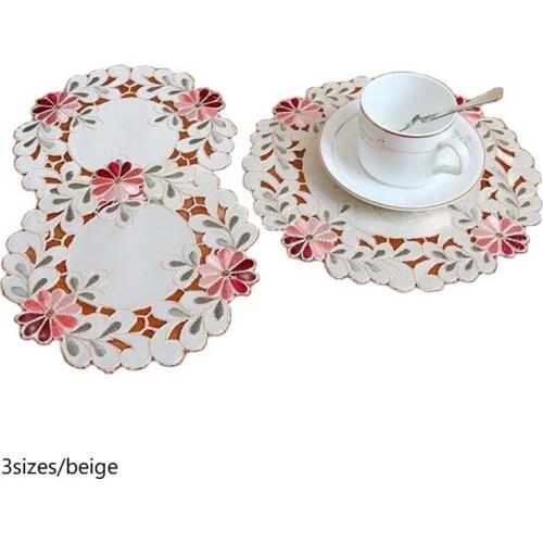 NEW lace satin table place mat pad Cloth embroidery placemat cup mug Christmas tea coffee glass coaster dining doily kitchen
