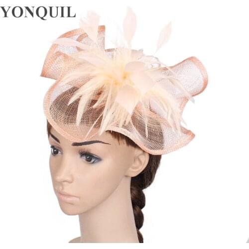 New Fashion Party Feather Hair Fascinators Wedding Hats Hair Bands 18 Colors Sinamay Material Headpiece Derby Royal Race SYF106