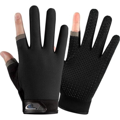 Fishing Gloves Outdoor 2 Fingers Cut Fishing Gloves Anti-Slip Fishing Accessories Carp Fishing Accessories