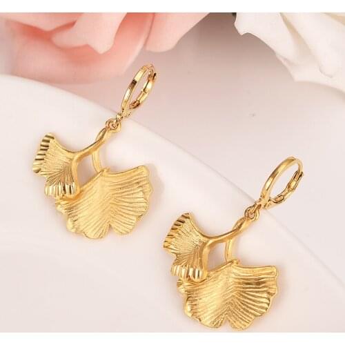 Gold Color Earrings For Women Fashion Jewelry african Arab Earrings Body Jewelry leaf pendant women girl kids Christmas Gift