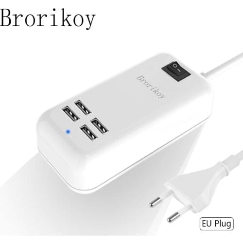 4 Ports USB Wall Charger EU Plug 15W 3A Mobile Phone Smart Adapter Device Fast Charging for iPhone Samsung Xiaomi Brorikoy