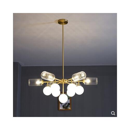 Luxury post-modern chandelier model room living room bedroom clothing store European copper creative glass ball chandelier led