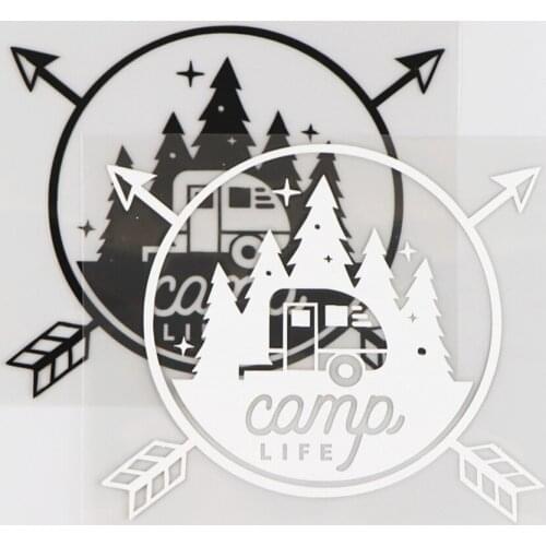 13.4X11.3CM Funny Cartoon Vinyl Decal Car Sticker Camp Life Word Decoration