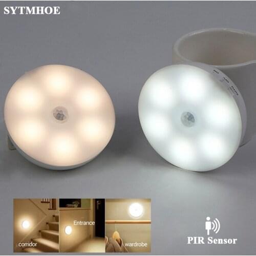 Led Puck Lights Pir Motion Sensor Cabinet Light Round Under Counter Lighting 600mah Usb Rechargeable Led Closet Light Fixtures