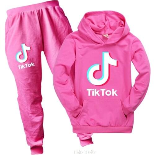 Tik Tok 2021 New Year Cotton new child Tracksuit Autumn Clothing Sets Children Boy Girl Clothes Kids Hooded T-shirt Pants Suits
