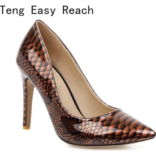 High-heeled Shoes Female Spring New Pointed Patent Leather Snake Pattern Shallow Mouth Stiletto Sexy Social Party Shoes 10CM