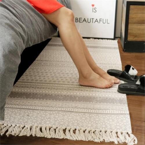 High vintage wave design tessel edge cotton area rug for bedside living room tapetes para casa sala tapis salon