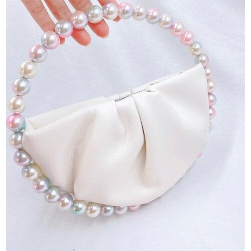 Pearl Circular Evening Clutch Bag Women New Designer Chic Round Handle Pearl Dinner Party Purse Ladies Fashion Handbags