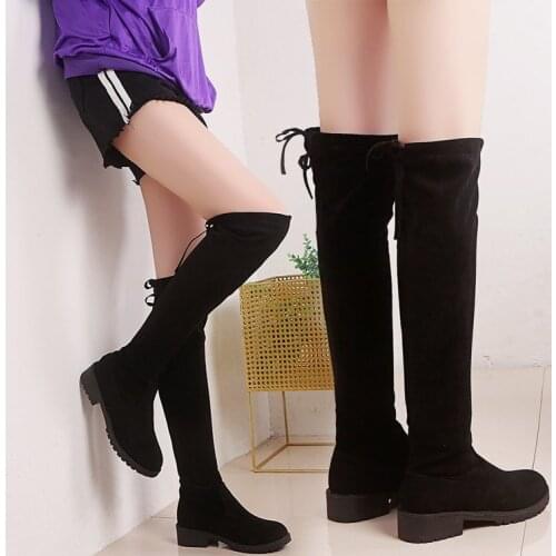Winter New European and American Boots Thin Than Knee High Roller Womens Stretch Boots Cotton Roller Boots Fashion Burst 2021