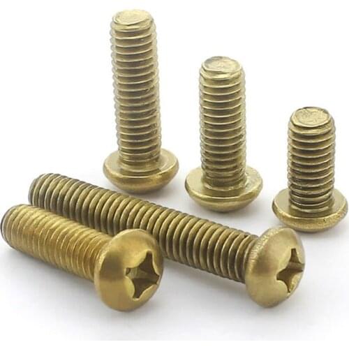 10pcs M4 Phillips Copper Screw Round Pan Head Brass Screw Cross Recessed Copper Bolt M4*6/8/10/12/16/20/25/30/35/40mm