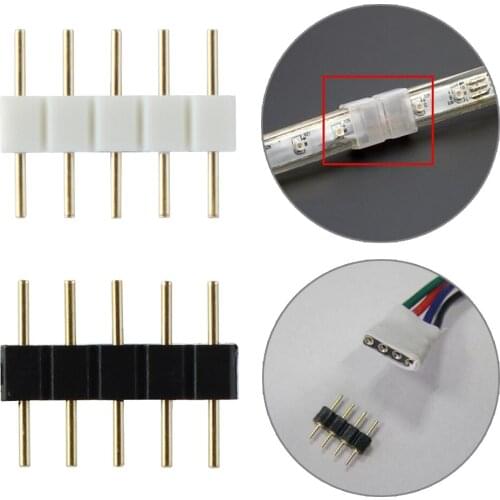 20Pcs 4/5 PIN RGB Male Plug Adapter Connector Solderless 4 Pin Terminals Connector Needle for RGB 3528 5050 SMD LED Strip
