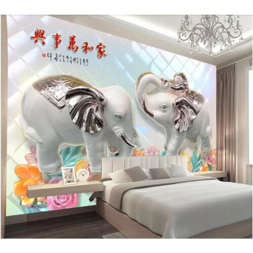 3d wall murals wallpaper for living room Relief elephant flowers background home decor photo wallpaper for walls 3 d